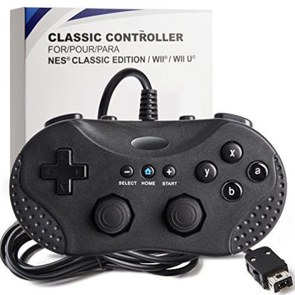 Picture of 4 in 1, SAFFUN Classic Controller Compatible for Wii/Wii U/NES Classic Edition (NES Mini) / SNES Mini, Classic Console Gamepad Gaming Pad Joypad for Wii Wii U (Black)