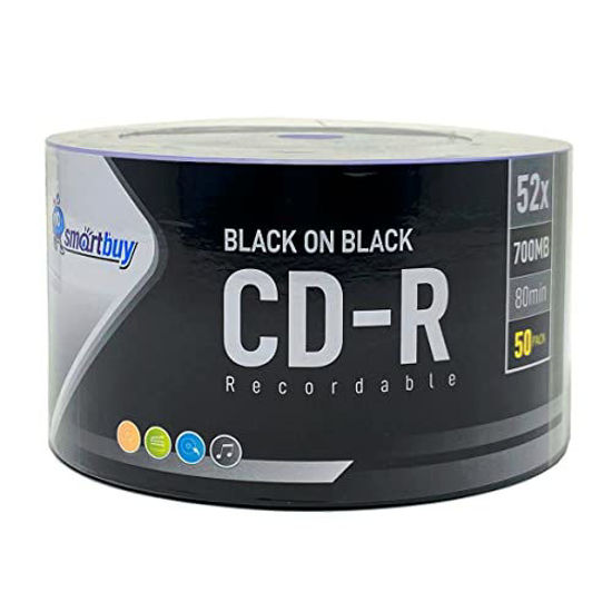 GetUSCart 50 Pack Smartbuy Black on Black CDR 52X 700MB 80 mins