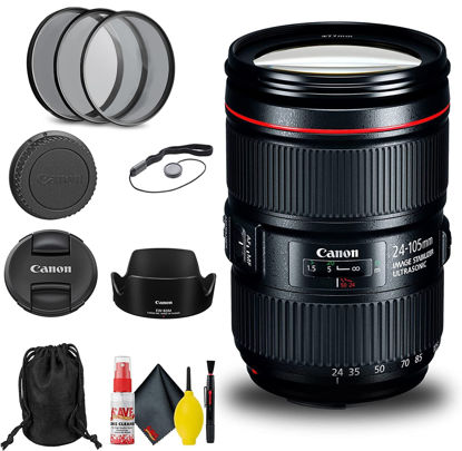 Picture of Canon EF 24-105mm f/4L is II USM Lens (1380C002), Filter Kit, Cap Keeper, Cleaning Kit