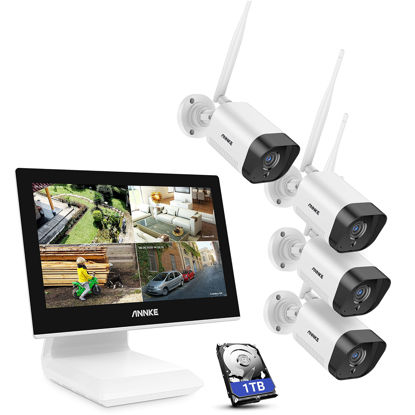 Picture of 【Upgraded】 ANNKE WL300 3MP Wireless Security Camera System, 4CH 5MP Wi-Fi NVR System with 10.1'' LCD Monitor, 4X 1296p IP Camera, Work with Alexa, Support Cloud Storage, 1 TB Hard Drive Included