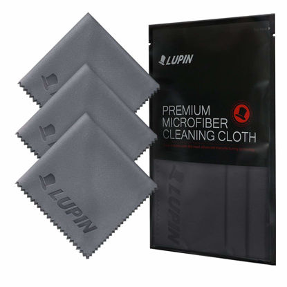 Picture of Lupin Microfiber Cleaning Cloths, 3 Pack Premium Ultra Lint Free Polishing Cloth for Cell Phone, Tablets, Laptops, iPad, Glasses, Camera Lens, TV Screens & Other Delicate Surfaces - Gray