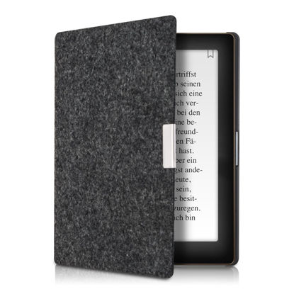 Picture of kwmobile Case Compatible with Kobo Aura Edition 1 - Book Style Felt Fabric Protective e-Reader Cover - Dark Grey