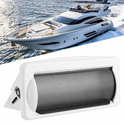 Picture of Qiilu Water Resistant Marine Stereo Cover, Marine Boat Single DIN DVD Radio Shield Waterproof Cover Splash Guard Flush Mount with Flip-up Door & Spring Loaded Release