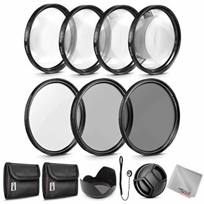 Picture of Zeikos 52MM Neutral Density Filter Set (ND2 ND4 ND8), Macro Close-Up Filter Set (+1 +2 +4 +10), Tulip Flower Lens Hood, Lens Cap and Lens Cap Keeper with Pouch and Microfiber Cloth