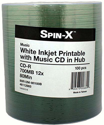 Picture of Spin-X 100 12X Digital Audio Music CD-R 80min 700MB White Inkjet