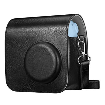Picture of Fintie Protective Case for Fujifilm Instax Mini 7+ Instant Camera - Premium Vegan Leather Bag Cover with Removable Adjustable Strap, Vintage Black