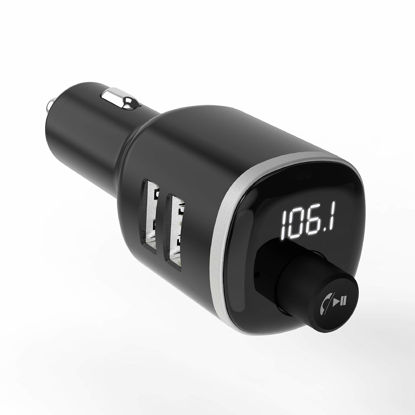 Picture of Scosche BTFM4-SP1 BTFREQ Universal Bluetooth Handsfree Car Kit with FM Transmitter and Dual USB Ports, Black