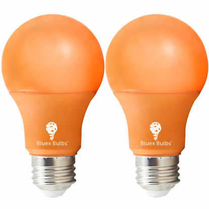 Picture of Bluex Bulbs 2 Pack Bluex LED A19 Orange Light Bulb - 7W (50Watt Equivalent) - E26 Base LED Orange Bulb, Party Decoration, Porch, Home Lighting, Holiday Lighting, Decorative Illumination (Orange)