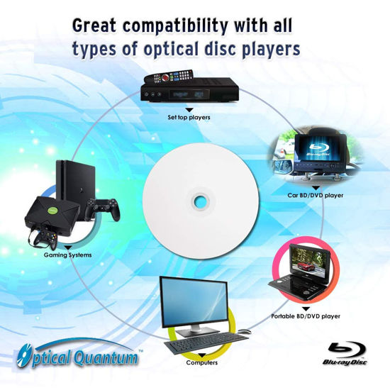 GetUSCart- 25 Pack Optical Quantum 6X 25GB BD-R Blu-ray Media Glossy ...