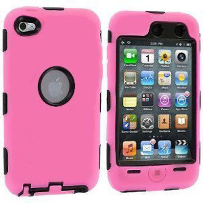 Picture of Skin Hybrid Case Compatible with Apple iPod Touch 4th Generation, Black Hard/Light Pink