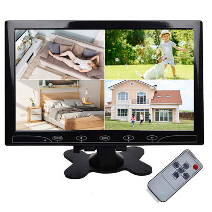 Picture of 10.1 Inch Ultra-Thin Security CCTV Computer Monitor 1024x600 Resolution Touch Buttons Video and Audio LED Color Display Screen AV/VGA/HDMI Input with Remote Control