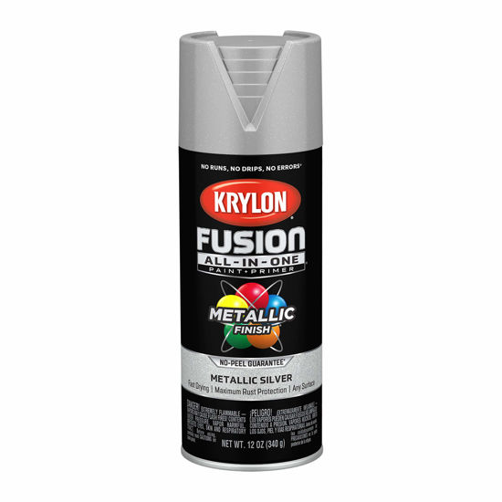 Picture of Krylon K02773007 Fusion All-In-One Spray Paint for Indoor/Outdoor Use, Metallic Silver 12 Ounce (Pack of 1)
