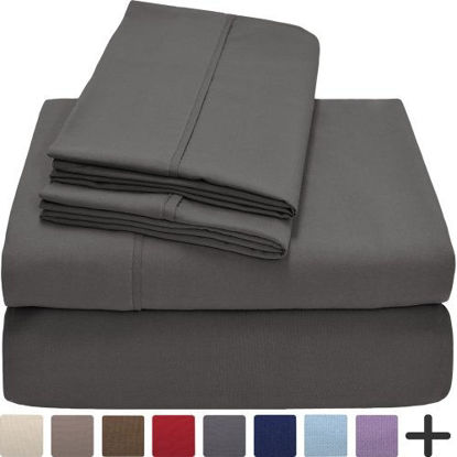 Picture of Bare Home Premium 1800 Ultra-Soft Microfiber Collection Sheet Set - Double Brushed - Hypoallergenic - Wrinkle Resistant - Deep Pocket (Twin, Grey)