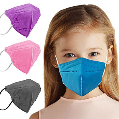 Picture of 5 Layer Protection Breathable Kids Face Mask M95c - Made in USA - Designed for Children | Filtration>98% with Comfortable Elastic Ear Loop | Bandanna Replacement | Sapphire Blue (20 pcs)