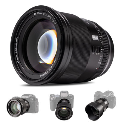 Picture of Viltrox 75mm F1.2 Pro Level Autofocus Lens, Compatible with Fuji X-Mount Mirrorless Cameras X-A7 X-E2S X-E3 X-E4 X-H1 X-H2 X-H2S X-Pro2 X-Pro3 X-S10 X-T1 X-T1 IR X-T10 X T100 X-T2 X-T20 X-T200 X-T3