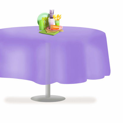 Picture of Lavender 12 Pack Premium Disposable Plastic Tablecloth For Parties 84" Inch Decorative Round Table Cover By Grandipity