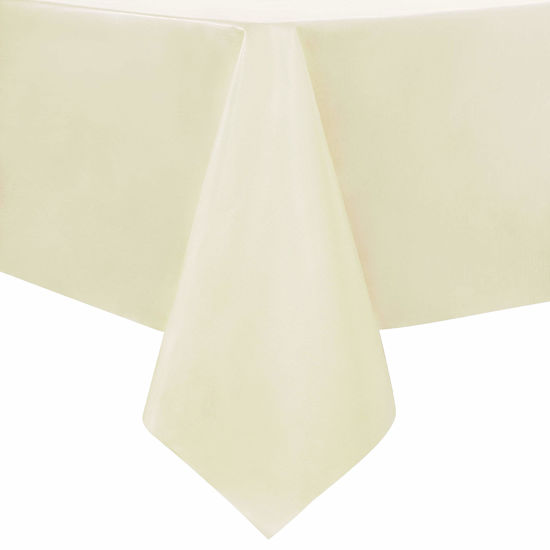 Picture of sancua 100% Waterproof Rectangle PVC Tablecloth - 54 x 78 Inch - Oil Proof Spill Proof Vinyl Table Cloth, Wipe Clean Table Cover for Dining Table, Buffet Parties and Camping, Beige