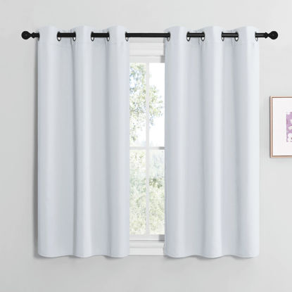 Picture of NICETOWN Room Darkening Curtain Panels for Bedroom, Easy-Care Solid Thermal Insulated Grommet Room Darkening Draperies/Drapes (Greyish White, 2 Panels, 42 by 50)