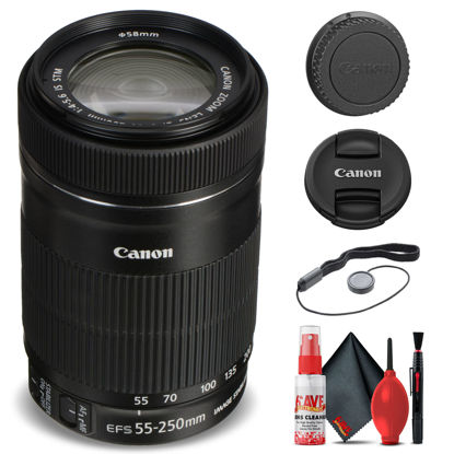 Picture of Canon EF-S 55-250mm f/4-5.6 is STM Lens (8546B002) + Filter Kit + Cap Keeper + Cleaning Kit + More (Renewed)