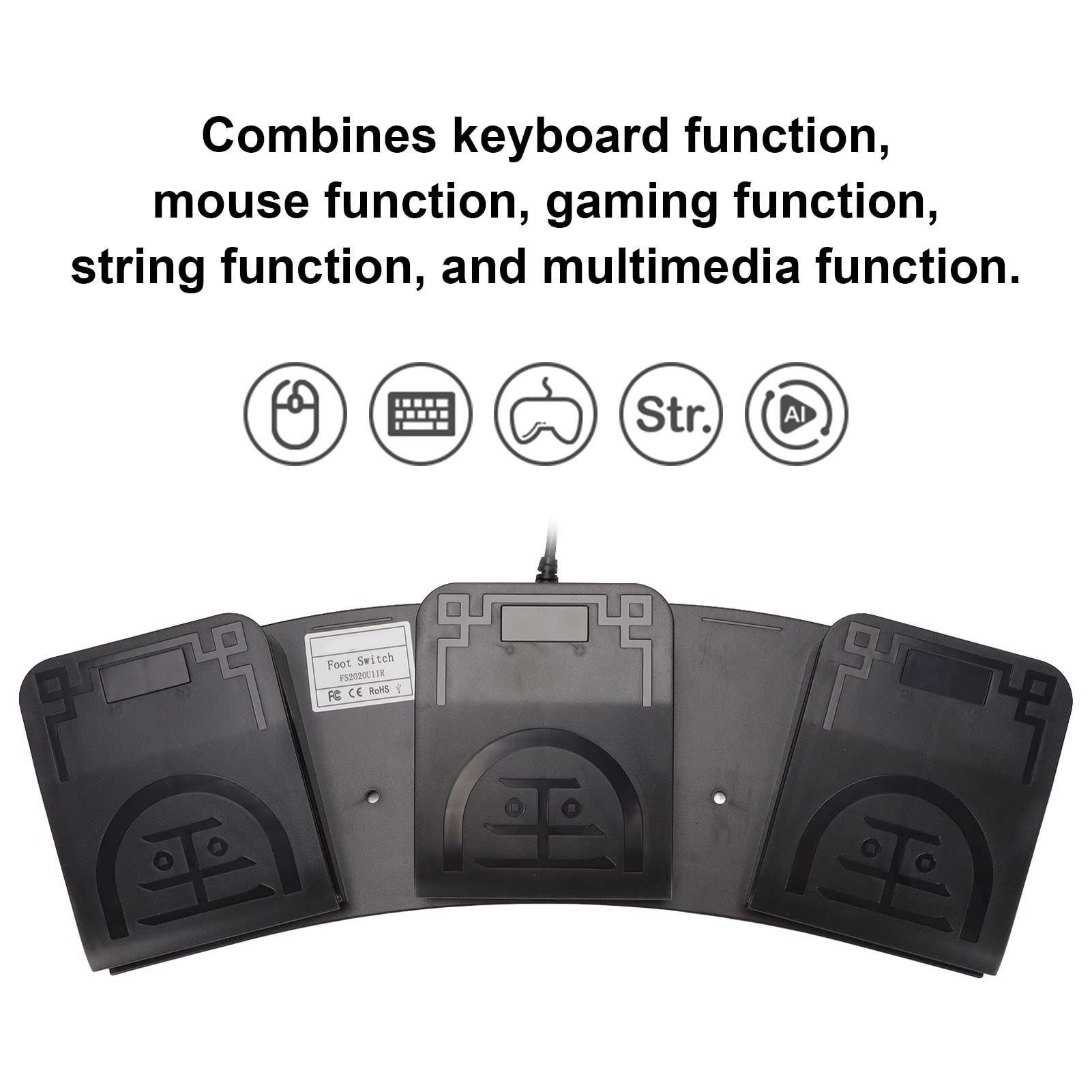 GetUSCart USB Foot Switch,3 Key PC USB Triple Foot Switch Pedal,Three