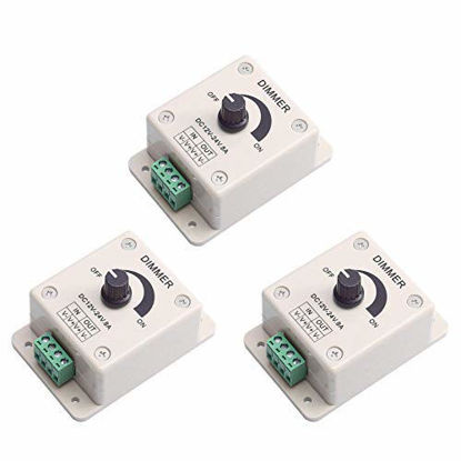 Picture of DEVMO 3pcs DC12-24V 8Amp 0%-100% PWM Dimming Controller for LED Lights, Ribbon Lights,Tape Lights,Dimmer is Compatible with Hilight, LEDwholesaler, fillite, and Others' Strips