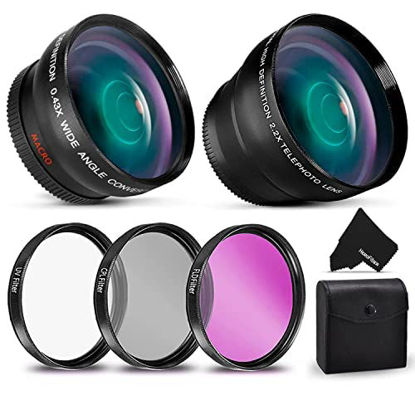 Picture of 58mm Lens Kit for Canon EOS Rebel T8i T7i T7 T6i T6S T6 T5i T5 SL2 SL3 EOS 90D 80D 77D 70D 60D EOS 9000D 800D 760D 1300D 1200D DSLR Camera w/ 2X Telephoto/Wide Angle Lenses, Filters, UV