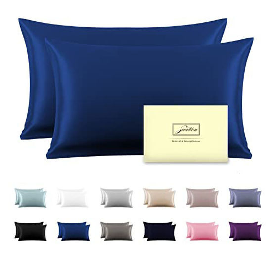 Picture of Silk Pillowcase for Hair and Skin,Soft,Breathable and Sliky 100% Silk Pillowcases King Set of 2,Both Sides Natural Mulberry Silk Pillow Cases with Hidden Zipper(King Size 20"X 36",2pcs)