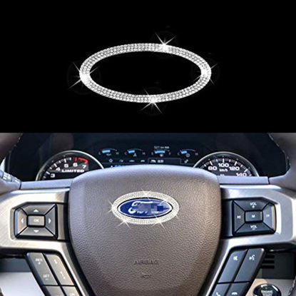 Picture of Bling Bling Car Steering Wheel Decorative Diamond Sticker Fit For Ford,DIY Bling Car Steering Wheel cover Emblem Bling Accessories for All Ford 2012-2021? soft base?Non-metal?