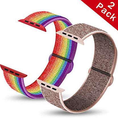 Picture of Ruiboo Pack 2 Sport Bands Compatible with Apple Watch 38mm 40mm 42mm 44mm, Lightweight Breathable Soft Sport Strap Replacement Compatible with iWatch Series 1/2/3/4/5