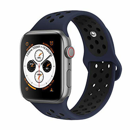 Picture of AdMaster Compatible with Apple Watch Bands 42mm 44mm,Soft Silicone Replacement Wristband Compatible with iWatch Series 1/2/3/4 - M/L Obsibian/Black
