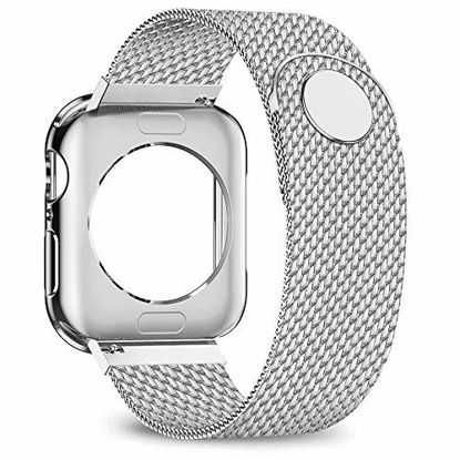Picture of jwacct Compatible for Apple Watch Band with Screen Protector 38mm 40mm 42mm 44mm, Soft TPU Frame Case Cover Bumper Compatible for iwatch Series 1/2/3/4/5 Sliver