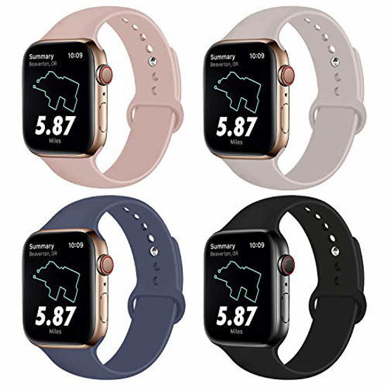 Picture of RUOQINI 4 Pack Compatible with Apple Watch Band 38mm 40mm,Sport Silicone Soft Replacement Band Compatible for Apple Watch Series 5/4/3/2/1 [S/M Size - PinkSand/Stone/Lavender Gray/Black]
