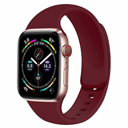Picture of Rain gold Watch Band Compatible with Watch 38mm 40mm 42mm 44mm,Soft Silicone Sport Replacement Strap Compatible for iWatch Series SE 6 5 4 3 2 1 (Wine Red 42mm/44mm-M/L)
