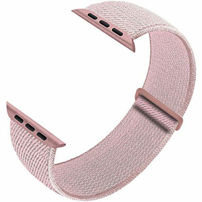Picture of Ruiboo Sport Loop Band Compatible with Apple Watch Band 38mm 40mm 42mm 44mm iWatch Series 6 5 SE 4 3 2 1 Strap, Nylon Velcro Women Men Stretchy Elastic Braided Wristband, 38mm 40mm Rose Pink