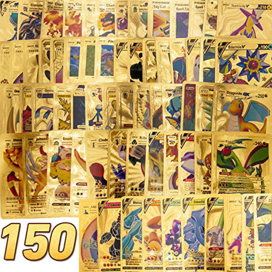 Picture of 150 Pcs Poke Gold Cards TCG Assorted Card Packs Including Vstar Vmax v Gx Cartas Gifts for Kids