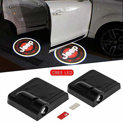 Picture of 2Pcs Car Door Lights Logo Projector fit Jeep,Wireless Car Door Paste Projector Logo Lights Led Logo Projector Lights Shadow Ghost Light Welcome Courtesy Lights