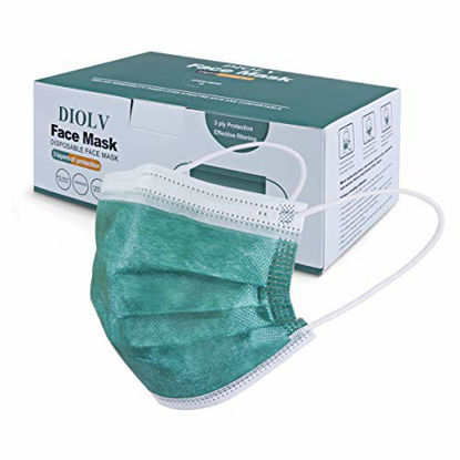 Picture of DIOLV 50 Pcs Disposable Face Mask 3 Layer Protective Masks Green