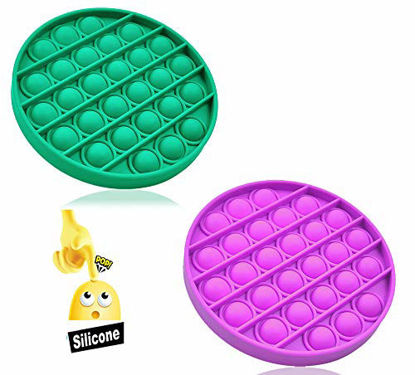 Picture of ZNNCO Push Pop Bubble Sensory Toy , Stress Relief and Anti-Anxiety Toy for Kids Adults ?Universal? (2PCS Round,Green+Purple)