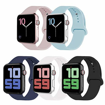 Picture of VATI 5-Pack Sport Band Compatible for Watch Band 38mm 40mm, Soft Silicone Sport Strap Replacement Bands Compatible with iWatch Watch Series 5/4/3/2/1, 38MM 40MM S/M