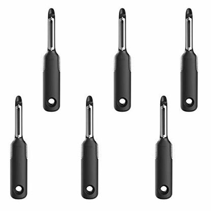 Picture of OXO Good Grips Stainless Steel Non-Slip Kitchen Nonstick Fruit and Vegetable Swivel Peeler Accessory, Black (6 Pack)