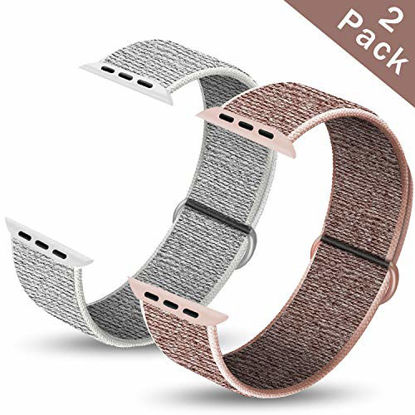 Picture of Ruiboo Pack 2 Sport Bands Compatible with Apple Watch 38mm 40mm 42mm 44mm, Lightweight Breathable Soft Sport Strap Replacement Compatible with iWatch Series 1/2/3/4/5