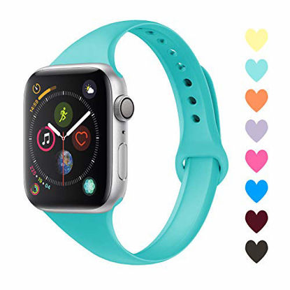 Picture of Acrbiutu Bands Compatible with Apple Watch 38mm 40mm 42mm 44mm, Slim Thin Narrow Replacement Silicone Sport Accessory Strap Wristband for iWatch Series 1/2/3/4/5 Women Men