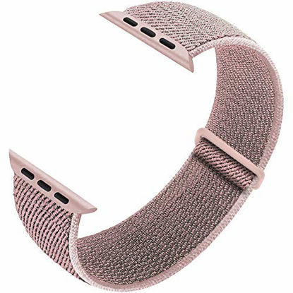 Picture of Ruiboo Sport Loop Compatible with iWatch Band 38mm 40mm 42mm 44mm iWatch Series 6 5 SE 4 3 2 1 Strap, Women Men Sport Weave Replacement Wristband Adjustable Breathable, 42mm 44mm Pink Sand