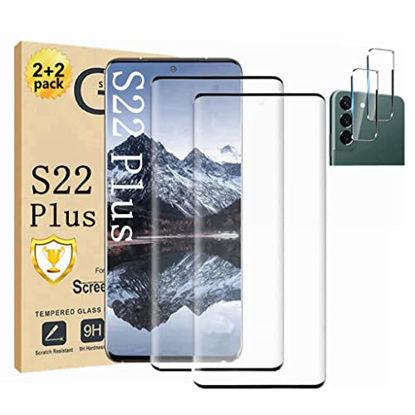 Picture of Galaxy S22+ Plus Screen Protector ?2+2 Pack?Camera Lens Protector ?3D Glass?Compatible Fingerprint Easy installation 9H Tempered Glass Screen Protector for Samsung Galaxy S22 Plus 5G