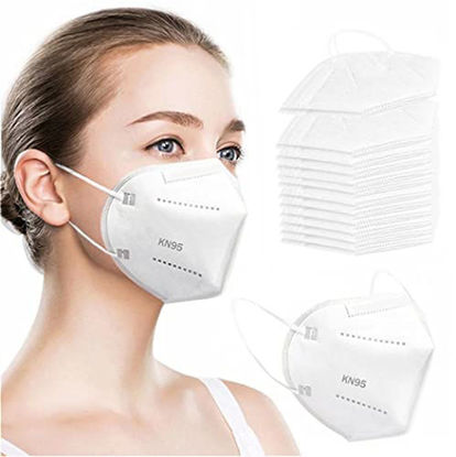 Picture of Wanwane KN95 Face Mask 20PCS Respirator Cup Dust Safety Masks Breathable 5 Layer with Elastic Ear Loop and Nose Bridge Clip for Personal Protective White