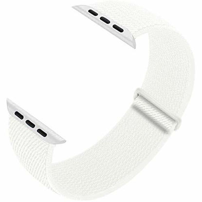 Picture of Ruiboo Sport Loop Band Compatible with Apple Watch Band 38mm 40mm 42mm 44mm iWatch Series 6 5 SE 4 3 2 1 Strap, Nylon Velcro Women Men Stretchy Elastic Braided Wristband, 42mm 44mm Glow White