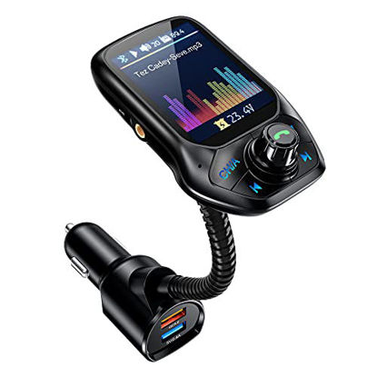 Picture of (2021 Version) Bluetooth FM Transmitter for Car, Auto Scan Unused Station MP3 Player FM Transmitter Receiver for Car with 1.8" Color Screen, QC 3.0, EQ Modes, Aux, Hands-Free Calls,Supports USB and TF