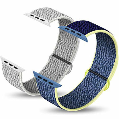 Picture of Ruiboo Pack 2 Sport Bands Compatible with Apple Watch 38mm 40mm 42mm 44mm, Lightweight Breathable Soft Sport Strap Replacement Compatible with iWatch Series 1/2/3/4/5/6, SE