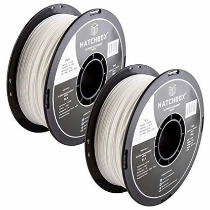 Picture of HATCHBOX 1.75mm White PLA 3D Printer Filament - 1kg Spool (2.2 lbs) - Dimensional Accuracy +/- 0.03mm - Pack of 2
