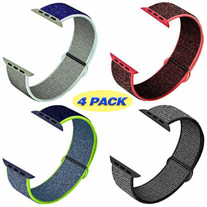 Picture of QIENGO 4Pack Compatible for Apple Watch Band 38mm 40mm?Adjustable Soft Lightweight Breathable Sports Replacement Band for Series 5 4 3 2 1(4PackQ)